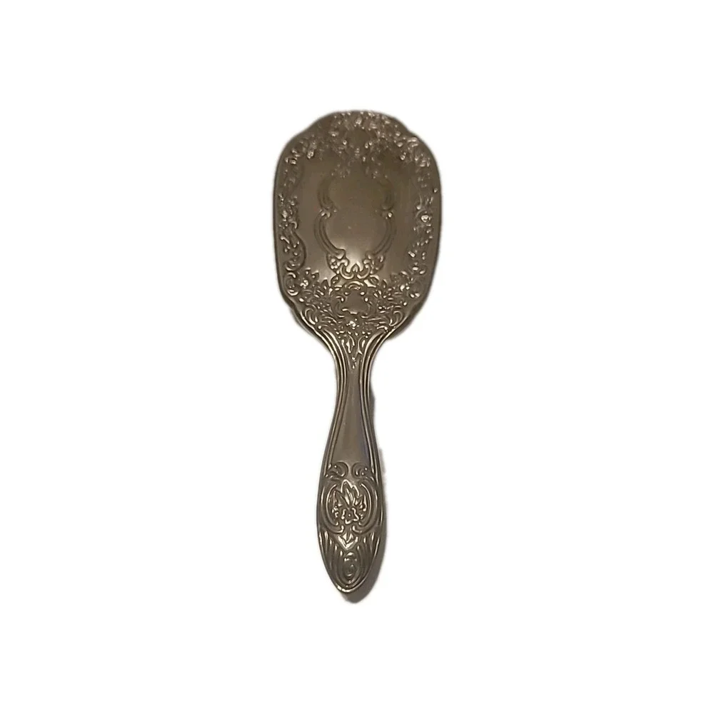 Vintage Silver Plate 4 Piece Vanity Set Comb Brush‎ Mirror And Glass Powder Con.